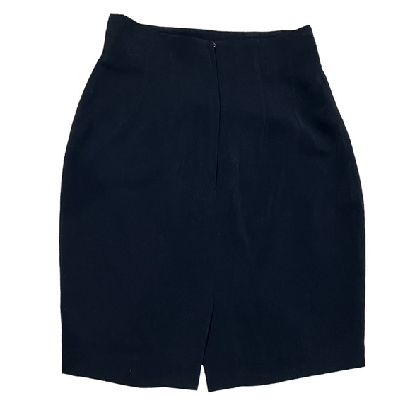 Le Ca Wear Black Pleated Back Slit Lined Skirt Size 38 Women's - Picture 3 of 5